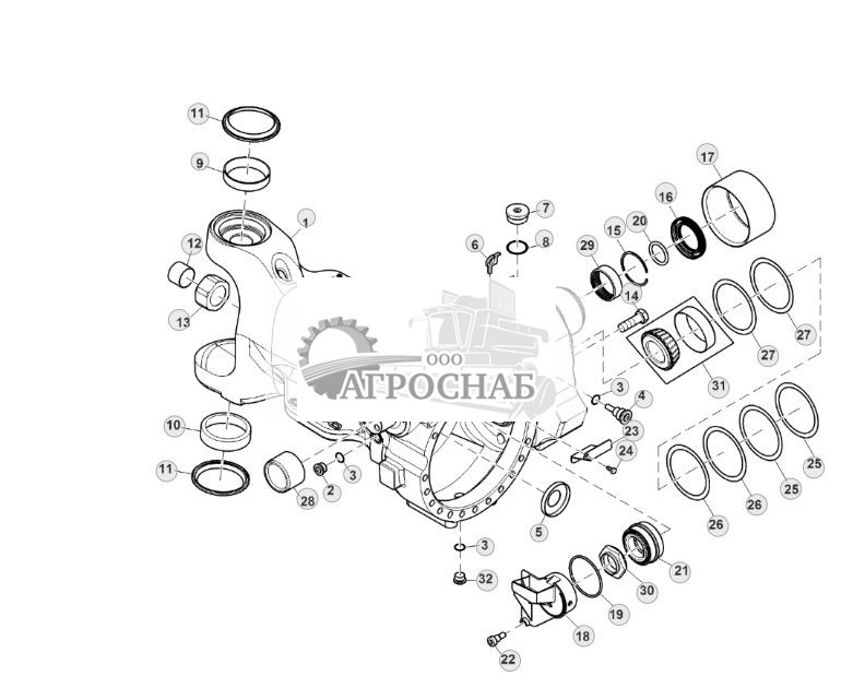 Корпус моста, правая сторона, AutoTrac™, MFWD 1500 - ST121845 526.jpg